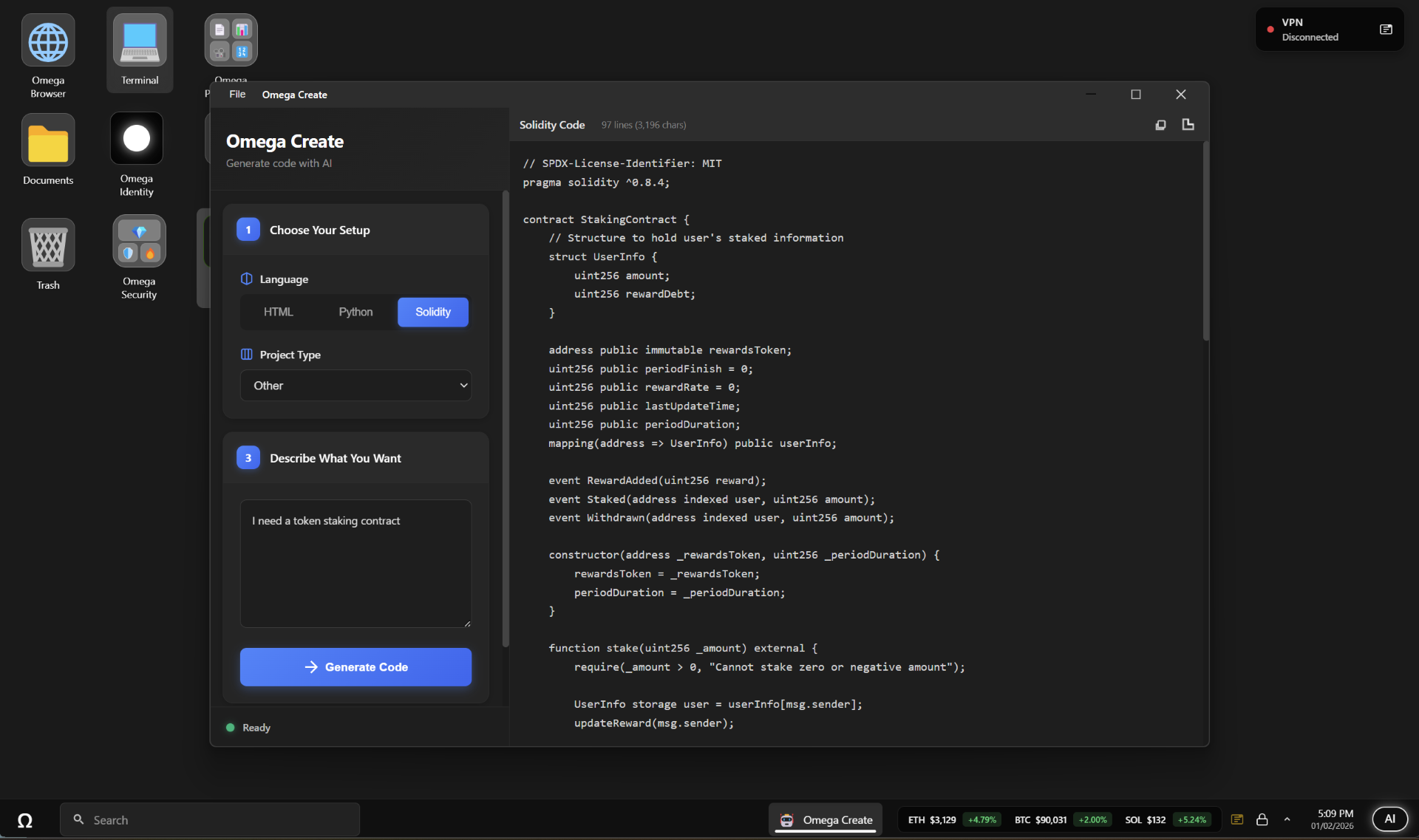 Omega Create AI Code Generator